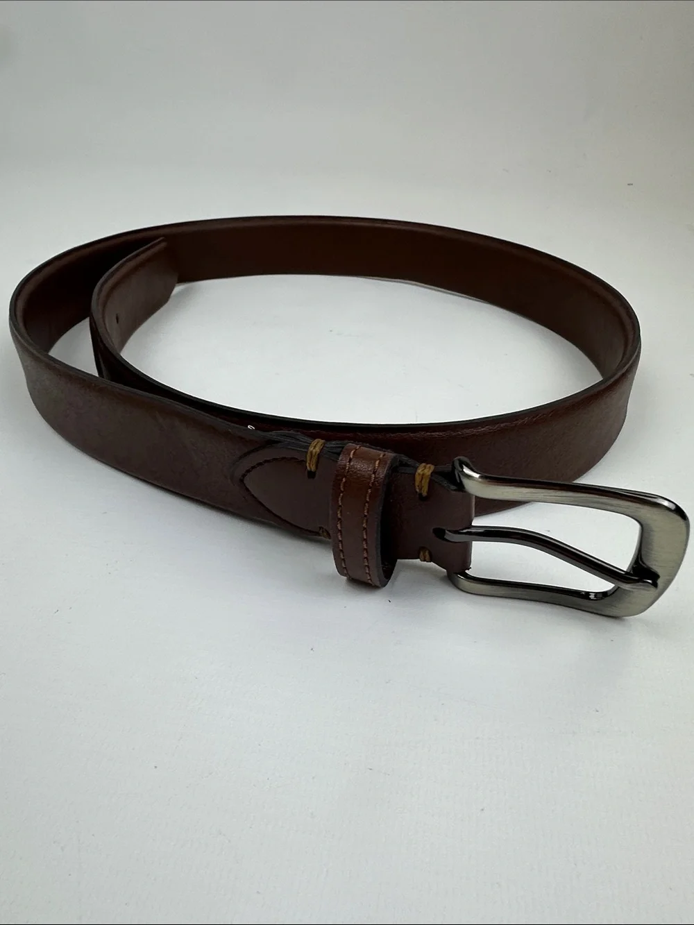Goodfellow & Co. Classic Brown Non-Leather Men's Belt - Pewter-Tone Buckle. 45in